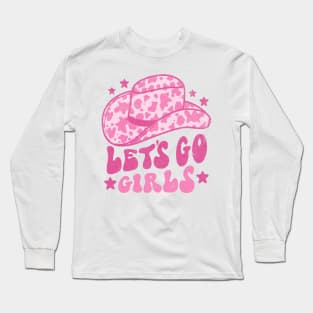 Lets Go Girls Retro Space Cowgirl Hat Pink Long Sleeve T-Shirt